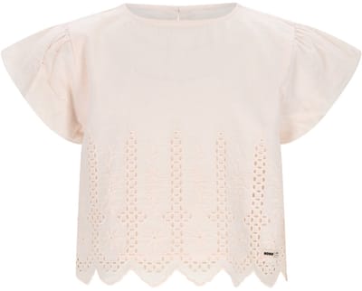 NONO - Tika Blouse with embroidered Border - Hint of a Tint Salmon - Maat 104
