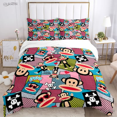 Schattige P-Paul F-Frank Cartoon Anime Dekbedovertrek Grappige Kawaii Beddengoed Set Zachte Dekbedhoes En Kussenslopen Enkel/Dubbel/Queen/King EU King(240*220cm)3pcs