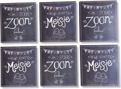 6 Cards & Crafts Geboortekaartjes | Zoon / Dochter | 11x12cm | Gevouwen kaarten inclusief enveloppen