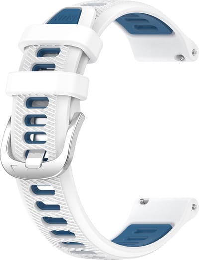 Siliconen bandje - geschikt voor Garmin Vivoactive 4 / Venu 2 / Venu 3 / Forerunner 255 / 265 - wit-blauw