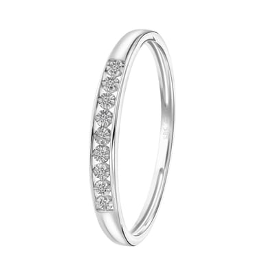 Lucardi Dames Ring met 9 diamanten 0,02ct - Ring - Cadeau - 14 Karaat Goud - Witgoud