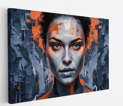 Saammp Canvas Schilderij - oranje - Vrouw - abstract - 30x20 - Foto op canvas - Wanddecoratie - Muurdecoratie Woonkamer - Slaapkamer decoratie - Canvas Print