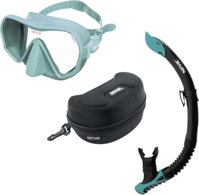 SEAC Pura Snorkelset – Duikbril / Duikmasker met Snorkel – Anti-Fog – Inclusief Opbergbox – Turquoise