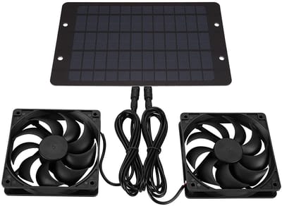 10W Zonneventilator Set, Dubbele Ventilator, Geschikt voor Zolder, Kas, Kippenhok, Huisdierhok & Auto