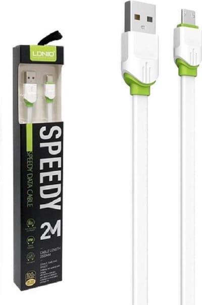 Micro USB kabel LS35 - 2 meter Geschik voor: Samsung Galaxy A3 A5 A6 2017 / 2018 A7 J3 J4 J5 J6 S4 S5 S6 S7 Edge Tab S2 Tab 4 10.1 / Wiko Sony / Nokia / Motorola / Huawei - MicroUSB opl