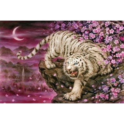 5D DIY Diamond Painting Zwart-witte tijger Borduren Kruissteek Strass Mozaïek Home Decor 20X30CM beige