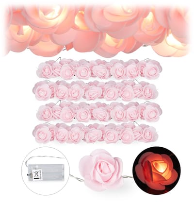 4 x rozen lichtsnoer - lichtslang - lichtketting - bloemen - LED verlichting