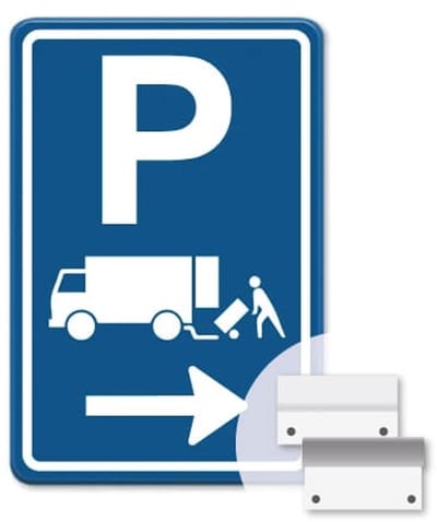 Parkeerbord Laden en Lossen Pijl rechts - blauw - Weerbestendig Aluminium - 40x60 cm - Bevestiging: Met muur-/ wandmontage beugels