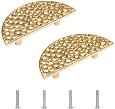 Dailygoods- Kasttrekken Halve Maan - Decoratieve Meubelknoppen - Moderne Keukenladehandgrepen - Aluminiumlegering - Helder Goud - Gehamerde Textuur