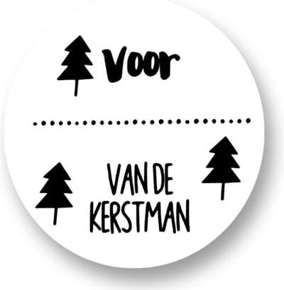 20x Van de Kerstman - Naamstickers - Liefdevolle Feestdagen - Voor - Zwart - Kerst labels - Feestdagen - Naam Sluitzegel | Rond / Cirkel | Stickers - Envelop sticker - Kaart | Cadeau – Cadeauzakje