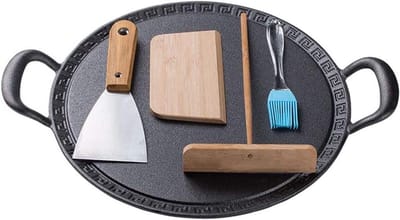 Gietijzeren Pannenkoekpan - Crêpe Pan - Lekkere Pannenkoeken Maken - Uniforme Warmteoverdracht - 32cm Diameter - Zwart