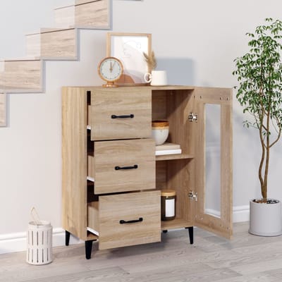 vidaXL - Dressoir - 69,5x34x90 - cm - bewerkt - hout - sonoma - eikenkleurig