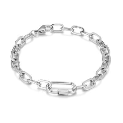 Twice As Nice Armband in edelstaal, ovale schakels 20cm