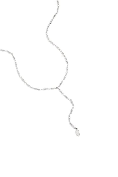 Bijoutheek Collier Y-vorm Hangende Steen Zilverkleurig