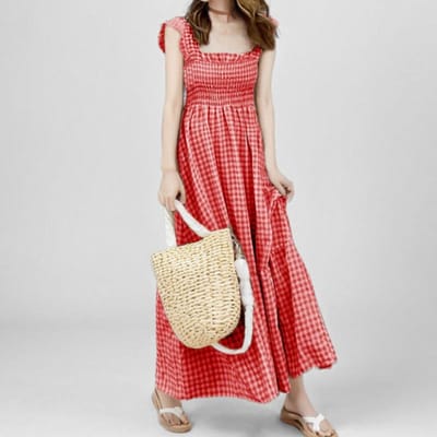 Nieuwe Zomer Dameskleding Elegante en Modieuze Geruite Lange Mouwloze Jurk 2XL multi