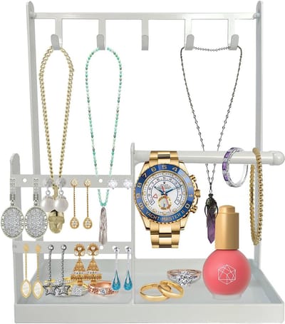 Sieraden Organizer - Ketting Houder - Sieraden Opbergen - 5 Lagen Ontwerp - 7.8 x 3 x 10.6 Inch - Wit