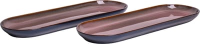 Bord ovaal set van 2 - 45 cm - Vila Nova - blauw met roze - Portugees stoneware
