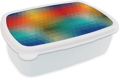 Broodtrommel Wit - Lunchbox - Brooddoos - Design - Retro - Patronen - Pixel - 18x12x6 cm - Volwassenen
