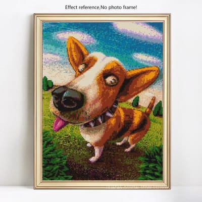5D bricolage diamant peinture dessin animé mignon chien diamant broderie point de croix photo strass 20X30CM blue