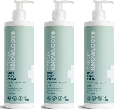 DermaKnowlogy+ - MD11 Body Cream 3 x 400 ml - Hydraterende Crème voor Jeukende Atopische en Gevoelige Huid - Met Shea Butter Niacinamide en Glycerine