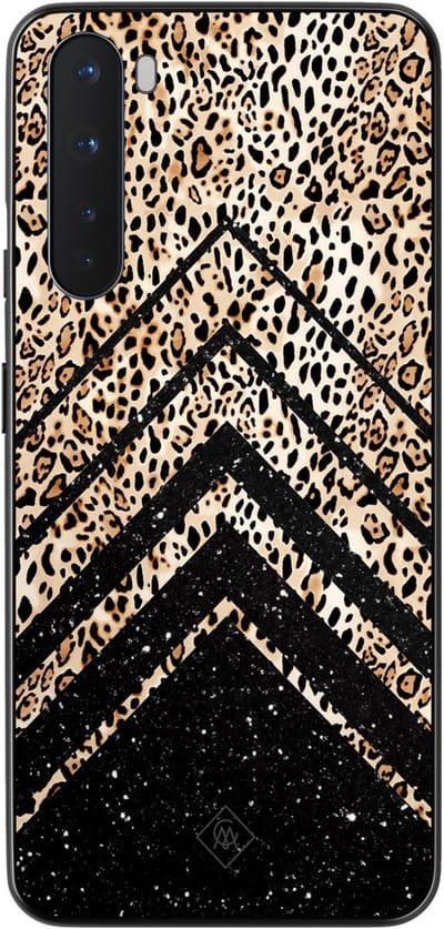 Casimoda® hoesje - Geschikt voor OnePlus Nord - Chevron Luipaard - TPU - Backcover - Zwart - Luipaardprint