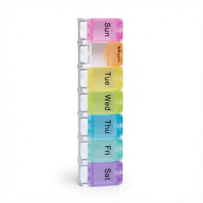 Medicijnendoos Weekpillendoos- ColorWeek Go, vrolijk, Medicijndoos, Pillendoos, medicijn box, tablettendoos, weekdoos vitamines, supplementen, volwassenen, kinderen