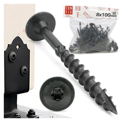 LUN FIX - Houtschroeven 8x100 mm - 50 stuks - verzinkt - schotelkop, torx schroeven voor akoestische panelen