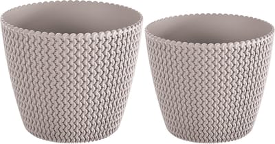 Plantenpotten/bloempotten set - 4x - kunststof - taupe - 16 x 13 en 13 x 11 cm