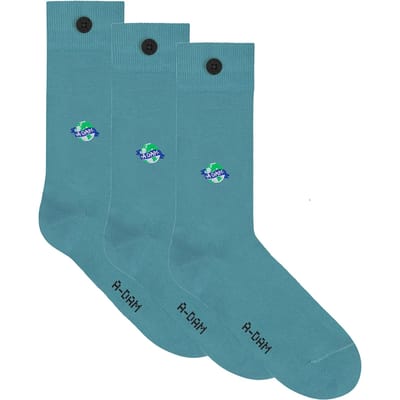 A-DAM  3-pack Casual Socks Blue Adam Globe Oil Blue Maat: 36-40 | Slipjes Outlet | Unisex | Blauw
