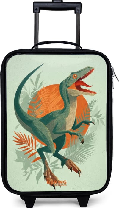 NoBoringSuitcases.com® - Kinderkoffer jongen - Kindertrolley meisje - Sluipende jager met bladeren - Koffer kind lichtgewicht - Reiskoffer trolley voor kinderen - Koffertje met lichtgevende wieltjes - Rolkoffer zwart