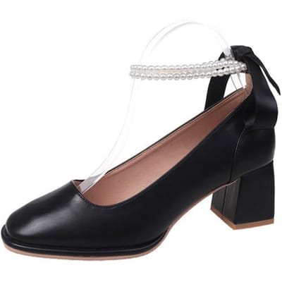 Talons Hauts Femmes Nouveaux Nœud Vent Féerique Talon Bout Carré Chaussures Mary Jane Françaises Hepburn Chaussures Simples Femmes Talons Plateforme Femmes 38