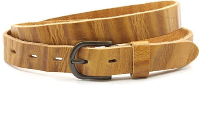 Damesriem camel met bronzen gesp - 2.5 cm breed - Leer - Smalle riem - Stoer - Maat 85