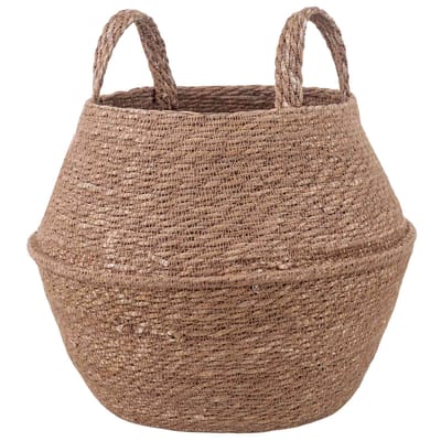 Zeegras Plantenmand met Handvatten Natuurlijke Kleur Ø 32 x 32 cm 100 procent Zeegras