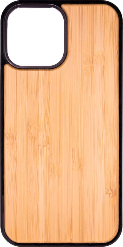Houten Telefoonhoes Geschikt Voor Iphone 13 PRO MAX - Houten Telefoonhoes - Houten Case - Bamboo Hout - Zwart - Beschermende Bumper