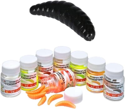 Zacht kunstaas - Nep maden - Forel vissen - UV-actieve kleuren - 16 stuks 34mm - Zwart
