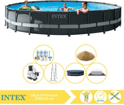 Intex Ultra XTR Frame Zwembad - Opzetzwembad - 610x122 cm - Inclusief Onderhoudspakket en Filterzand