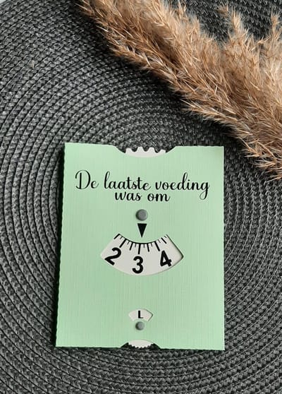 Mint11 - Voedingskaart pastel groen - babyvoeding accessoires - kraamcadeau - kraamkado - baby benodigdheden - voedingsschijf - parkeerschijf