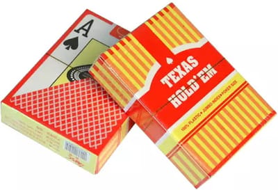 2x Texas Hold'em - Professionele 100% plastic Pokerkaarten | 100% waterdicht | speelkaarten | kaartspel | poker | officiële afmetingen van pokerkaarten | Rood