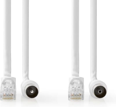 Nedis Coax- en CAT6-Combikabel - IEC (Coax) Male / RJ45 Male - IEC (Coax) Female / RJ45 Male - Vernikkeld - RG58 - 75 Ohm - Dubbel Afgeschermd - 3.00 m - Rond - PVC - Wit - Doos