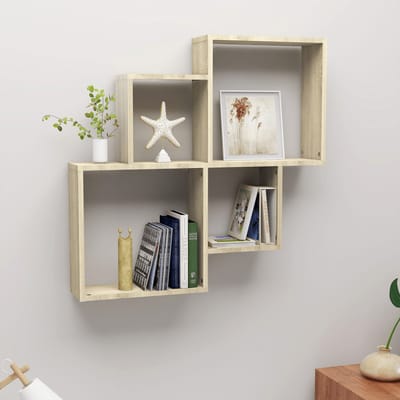 vidaXL - Wandschap - kubus - 80x15x78,5 - cm - bewerkt - hout - sonoma - eiken