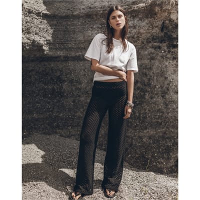 Mikuta The Black Crochet Pants Size: XS | Wide-Leg & Flared Pants Outlet | Dames | Zwart