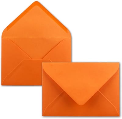 Enveloppen DIN C6 - Briefpapier Postverpakking - Kaarten Versturen - Volledig Gekleurd Papier - 114 x 162 mm - Oranje