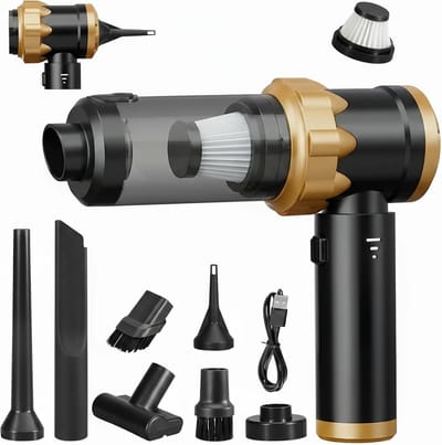 Handheld Vacuum Cleaner, 22000Pa Handheld Vacuum Cleaner Battery, Car Vacuum Cleaner with Brushless Motor, Car Wireless Vacuum Cleaner for Office, Home, Black