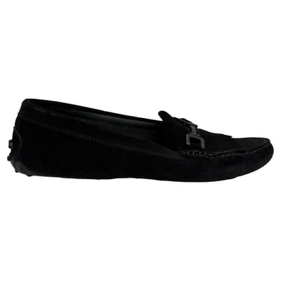 Tod's Fringed Gommino Rijloafers in Zwart Suède