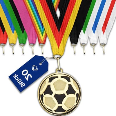 Voetbalmedailles Set - Sportprijzen Goud - Wedstrijd Beloning - Met Gepersonaliseerde Gravure - 5 cm Diameter - Goud