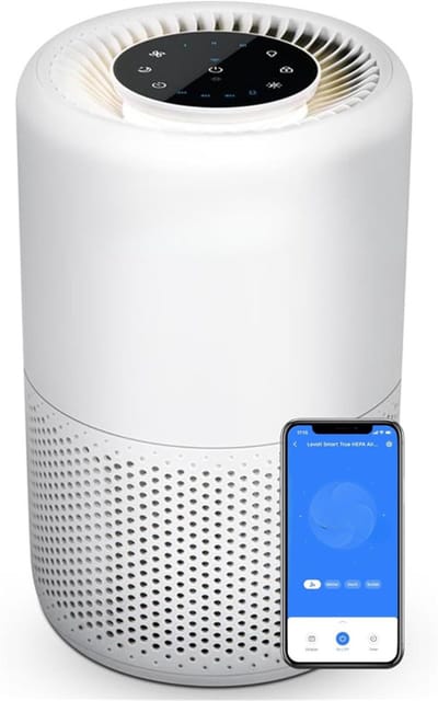 TIM® Luchtontvochtiger en luchtreiniger - Luchtontvochtiger slaapkamer - Luchtontvochtiger - Wit - 21cm x 21cm x 32cm