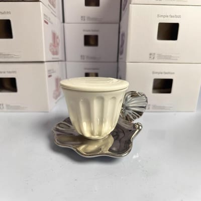 Schelp Set Koffiekop Set Koffiekop Schotel High End Kantoor Afternoon Tea Kop 250m'l gray
