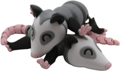 Buidelrat 3D Print - Vera's Arts & Dice | Oppossum Figuur - Speelgoed - Verzamelobject - Zwart Grijs Wit Roze