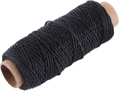 Dik Gewaxed Draad voor Leerbewerking, Handmatig Stikken, DIY Leerprojecten en Berichtenbinding 150D 50m (Zwart)