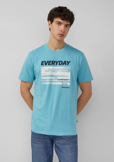 Katoenen jersey T-shirt met opdruk vooraan ronde hals s.Oliver